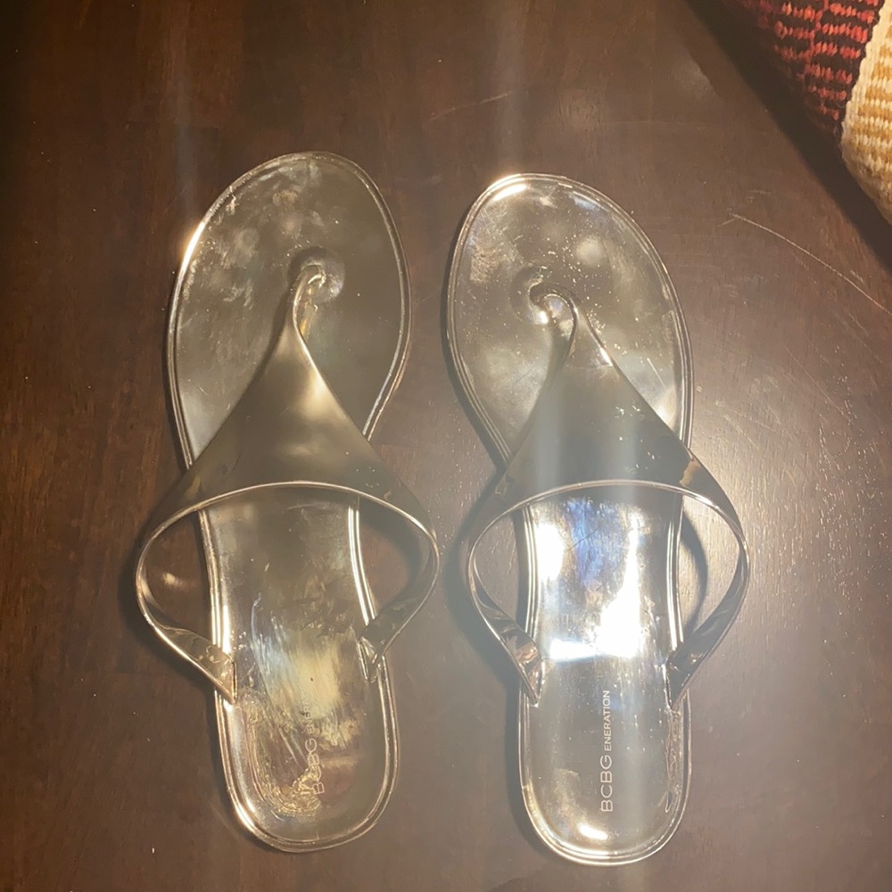 Silver Thong Sandals
